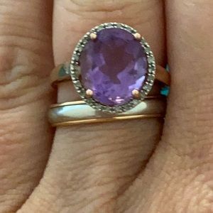 3 ct AMETHYST WITH GENUINE DIAMONDS